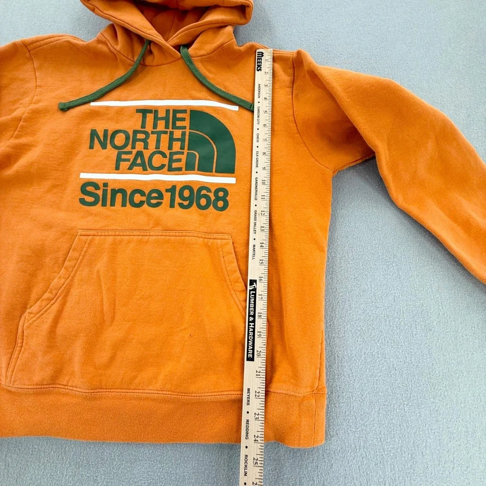 The North Face Orange Oversized Hoodie Pullover Sweatshirt Men